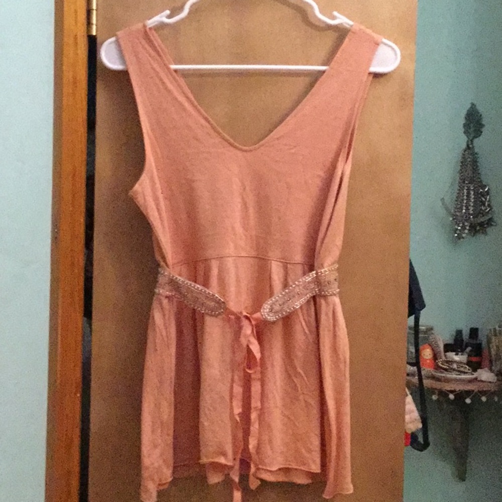 VTG Y2K Anthro Peplum Boho Top Beaded Sash - Picture 2 of 16